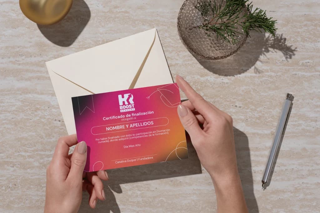 Ejemplo de certificado de finalización de HR Boost Academy